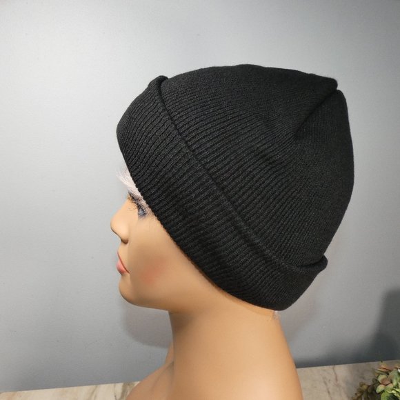 COPY - CAT logo Knit Cap Beanie Black and White - Picture 4 of 7